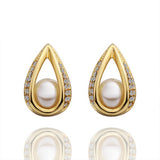 Rose Gold Platinum Plated  Earrings Stud AAA Zirconia Push Back Drop .52" L288