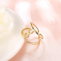 Rose Gold Platinum Plated Fashion Ring Women Open Double Line B477