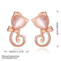 Rose Gold Plated Earrings Stud Push Back Cat .48" L263
