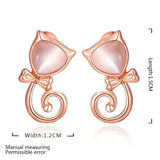 Rose Gold Plated Earrings Stud Push Back Cat .48" L263