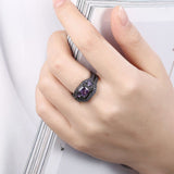 Gold Plated Black Gunmetal P Fashion Set Ring AAA Zirconia Women B322