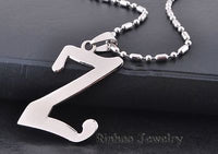Stainless Steel Leather Necklace Pendant Lover Letter Initial Alphabet