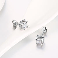 Rose Gold Platinum Plated Earrings Stud AAA Zirconia Push Back .24" L323