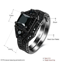 Gold Plated Black Gunmetal P Fashion Set Ring AAA Zirconia Women B322