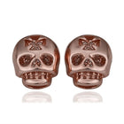 Rose Gold Platinum Plated Earrings Stud Push Back Skull .56" L316