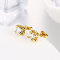 Rose Gold Platinum Plated Earrings Stud AAA Zirconia Push Back .24" L323