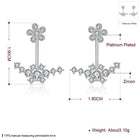 Rose Gold Platinum Plated Earrings AAA Zirconia Push Back Flowers .52" L225