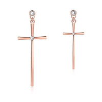 Rose Gold Platinum Plated  Earrings Drop Dangle  Push Back .88" L177