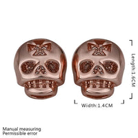 Rose Gold Platinum Plated Earrings Stud Push Back Skull .56" L316