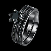 Gold Plated Black Gunmetal P Fashion Set Ring AAA Zirconia Women  B318