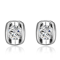 Rose Gold Platinum Plated Earrings AAA Zirconia Push Back .28" L258