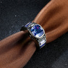 Gold Plated Black Gunmetal P Fashion Ring Blue AAA Zirconia Women Unisex B321