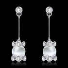 Rose Gold Plated Earrings Drop Dangle AAA Zirconia Push Back .56" L266