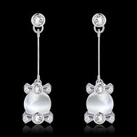 Rose Gold Plated Earrings Drop Dangle AAA Zirconia Push Back .56" L266