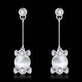 Rose Gold Plated Earrings Drop Dangle AAA Zirconia Push Back .56" L266