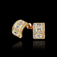 Rose Gold Platinum Plated  Earrings Stud AAA Zirconia Push Back .36" L297