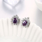 Platinum Plated Colors  Earrings Stud AAA Cubic Zirconia Push Back .48" L246