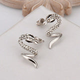 Rose Gold Platinum Plated  Earrings Stud AAA Zirconia Push Back Snake .48" L313