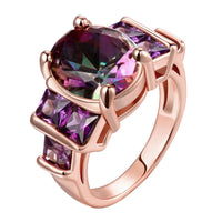 Rose Gold Plated Fashion Ring Purple AAA Zirconia Women B250