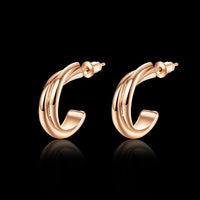 Rose Gold Platinum Plated  Earrings Stud  Push Back .8" L240