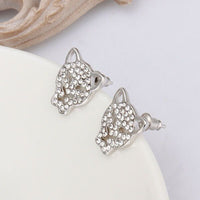 Rose Gold Platinum Plated  Earrings Stud AAA Zirconia Push Back  Puma .52" L314