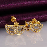 Rose Gold Plated Earrings Zirconia Push Back Mask .68" L257