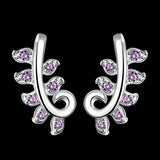 Sterling Silver Plated Purple Earrings Ear Cuff AAA Zirconia Push Back .32" L433