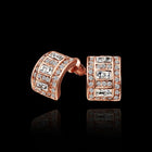 Rose Gold Platinum Plated  Earrings Stud AAA Zirconia Push Back .36" L297