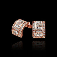 Rose Gold Platinum Plated  Earrings Stud AAA Zirconia Push Back .36" L297