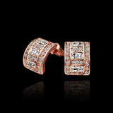 Rose Gold Platinum Plated  Earrings Stud AAA Zirconia Push Back .36" L297