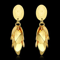 Rose Gold Plated  Earrings Drop Dangle Push Back .52" L264