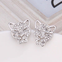 Rose Gold Platinum Plated  Earrings Stud AAA Zirconia Push Back  Puma .52" L314