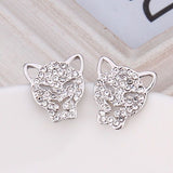 Rose Gold Platinum Plated  Earrings Stud AAA Zirconia Push Back  Puma .52" L314