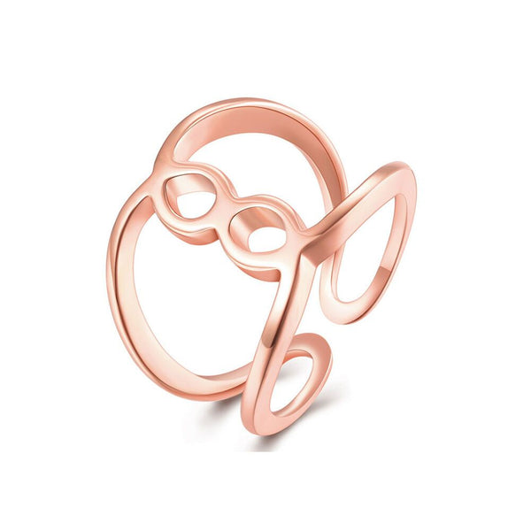 Rose Gold Platinum Plated Fashion Ring Women Open Double Line B477