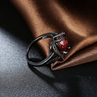 Gold Plated Black Gunmetal P Fashion Ring Red AAA Zirconia Women Heart B314