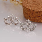 Rose Gold Plated Earrings Zirconia Push Back Mask .68" L257