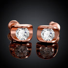 Rose Gold Platinum Plated Earrings AAA Zirconia Push Back .28" L258