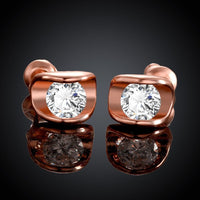 Rose Gold Platinum Plated Earrings AAA Zirconia Push Back .28" L258