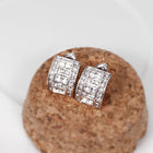 Rose Gold Platinum Plated  Earrings Stud AAA Zirconia Push Back .36" L297