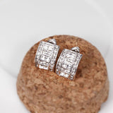 Rose Gold Platinum Plated  Earrings Stud AAA Zirconia Push Back .36" L297