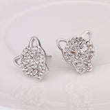 Rose Gold Platinum Plated  Earrings Stud AAA Zirconia Push Back  Puma .52" L314
