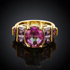 Rose Gold Plated Fashion Ring Purple AAA Zirconia Women B250