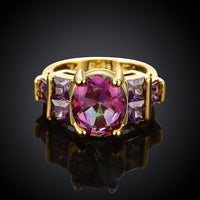 Rose Gold Plated Fashion Ring Purple AAA Zirconia Women B250