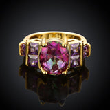 Rose Gold Plated Fashion Ring Purple AAA Zirconia Women B250