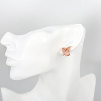 Rose Gold Plated Earrings Stud AAA Zirconia Push Back Butterfly .64" L271