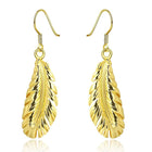Rose Gold Plated Earrings Drop Dangle Fish Hook Leaf 52" L265