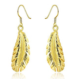 Rose Gold Plated Earrings Drop Dangle Fish Hook Leaf 52" L265