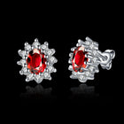 Platinum Plated Colors  Earrings Stud AAA Cubic Zirconia Push Back .48" L246