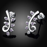 Sterling Silver Plated Purple Earrings Ear Cuff AAA Zirconia Push Back .32" L433