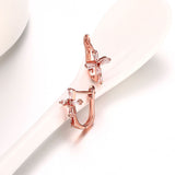 Rose Gold Platinum Plated Earrings AAA Zirconia Latch Back Cross .4" L274